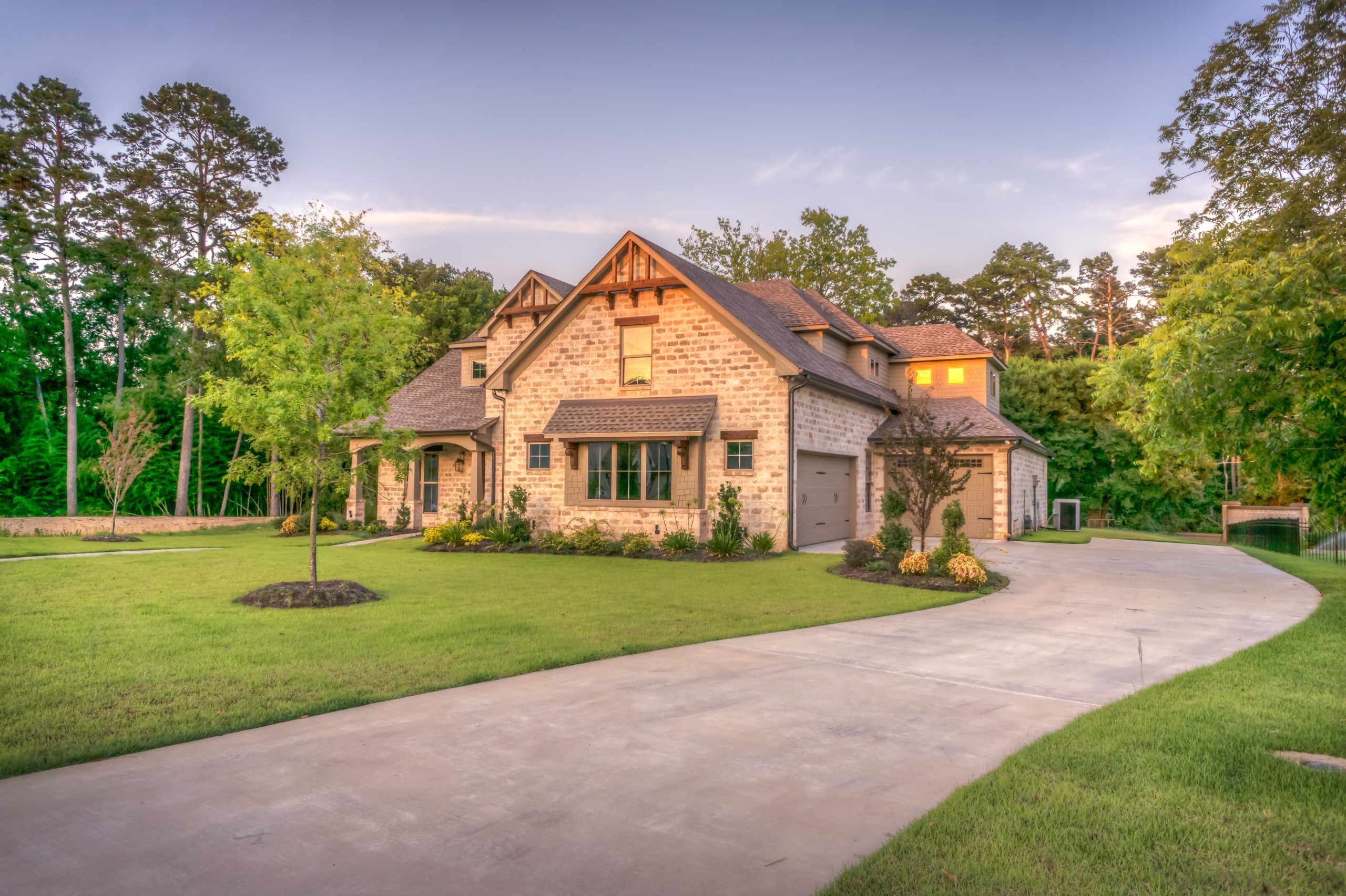 Brick house and driveway