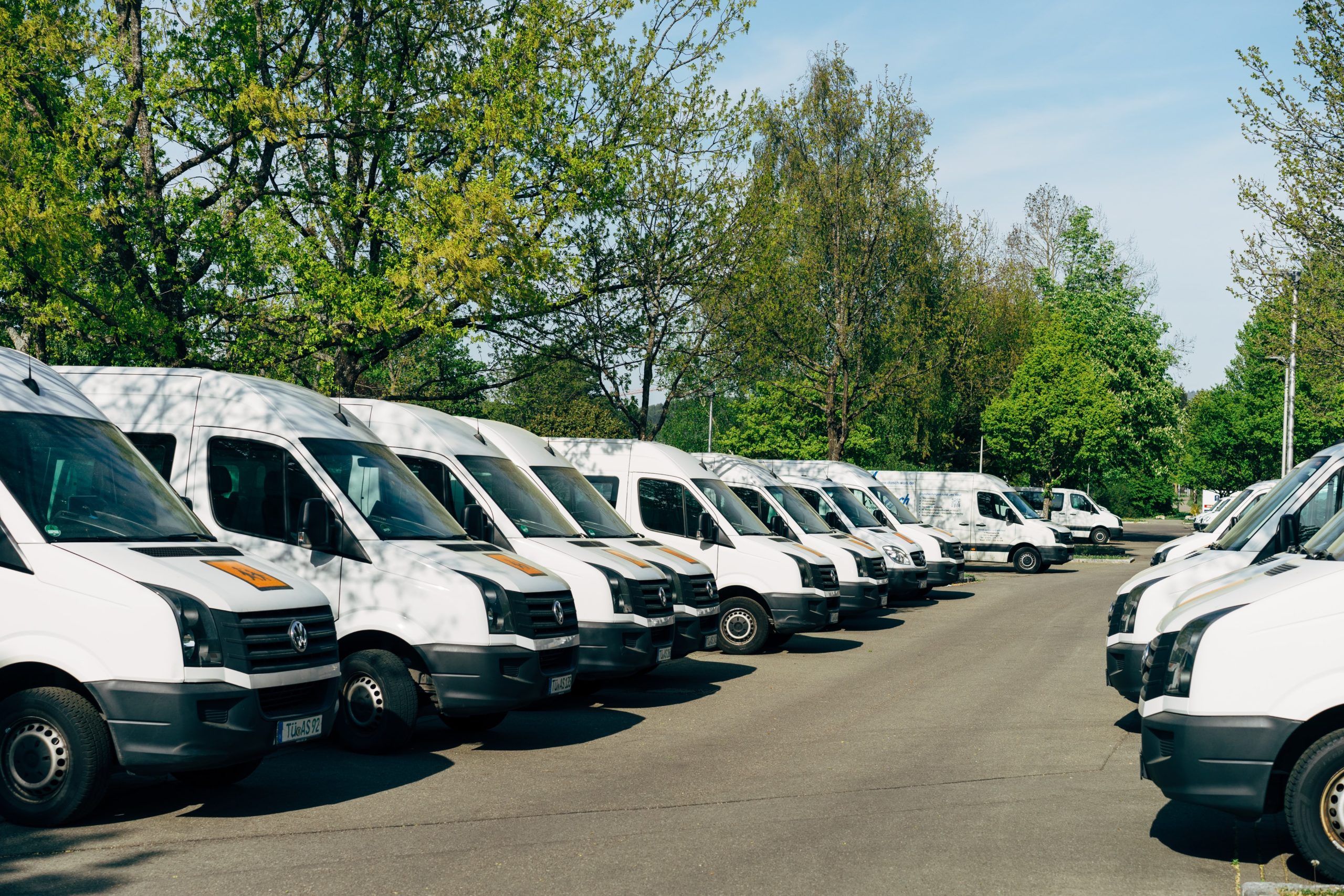 Fleet of utility cars in parking lot